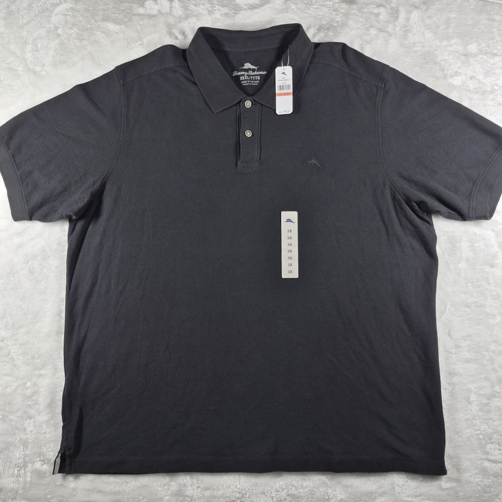 Tommy Bahama New Marlin Around Polo Shirt Men's 3XL Black Cotton Comfort NWT